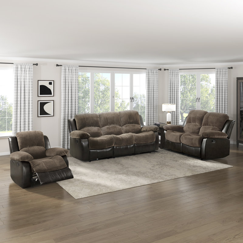 Latitude Run® Suisun 3-Piece Upholstered Manual Reclining Living Room ...